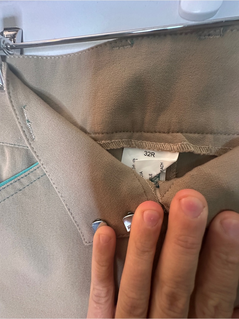 Piper Tan Riding Breeches with teal trim suede full seat equestrian pants NWT - Picture 4 of 6